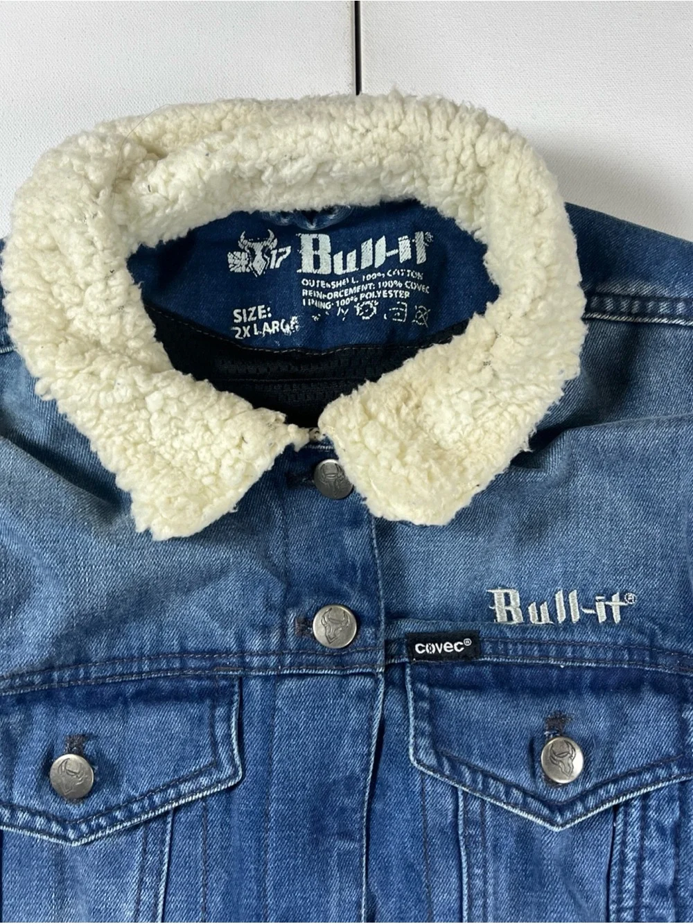 Bull-It Covec Womens Denim Tracker SR6 Jacket Sherpa Collar Padded Size XXL